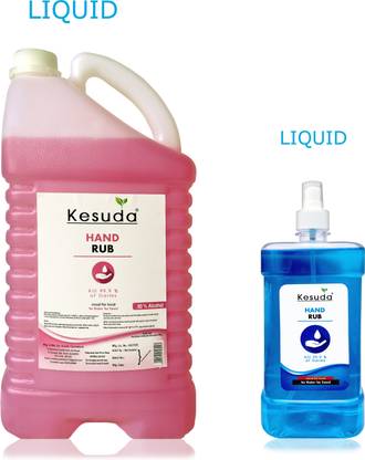 KESUDA 5 Liter hand sanitizer with 80% alcohol and 1 Liter LIQUID White spray(5L+1L) Hand Rub Can