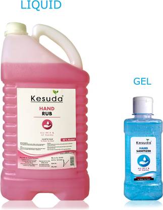 KESUDA 5 Liter hand sanitizer with 80% alcohol and 250ml GEL flipflop Cap(5L+250ml) Hand Rub Can