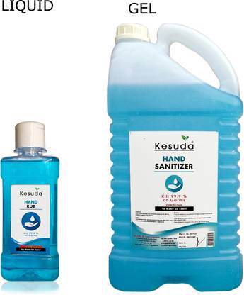KESUDA 250ml  LIQUID Flip flop cap with 5 Liter GEL  (250ml+5L) Hand Rub Bottle