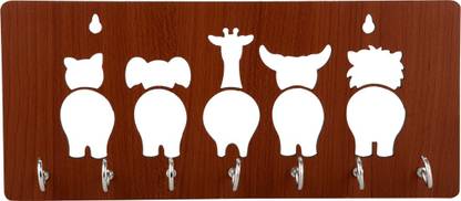 SEHAZ ARTWORKS Five-Animals-KeyHolder Wood Key Holder