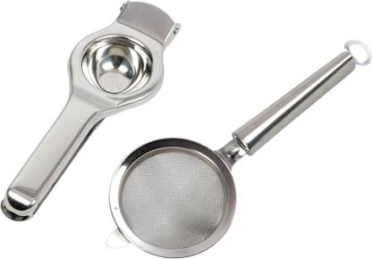 dtc Stainless Steel Lemon Squeezer And Bottle Opener(2 in 1) With Tea and Coffee Strainer Filter with Stainless Steel Mesh Kitchen Tool Set