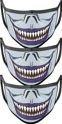 ComicSense Re-Usable Unisex Ryuk Shinigami Death Note Anime Printed Free Size Cotton Mask (Pack of 3) Reusable, Washable Cloth Mask