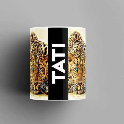 Beautum Name Printed Tati Cheetah Design Ceramic (350) ml. Model No:BMNAT021978 Ceramic Coffee Mug