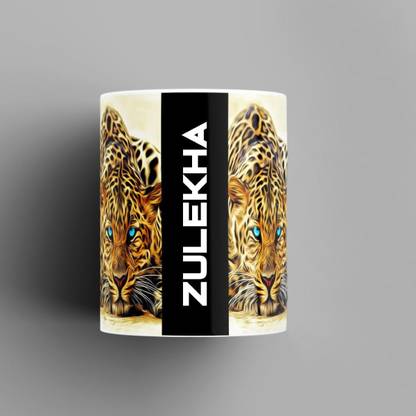 Beautum Name Printed Zulekha Cheetah Design Ceramic (350) ml. Model No:BMNAT023867 Ceramic Coffee Mug