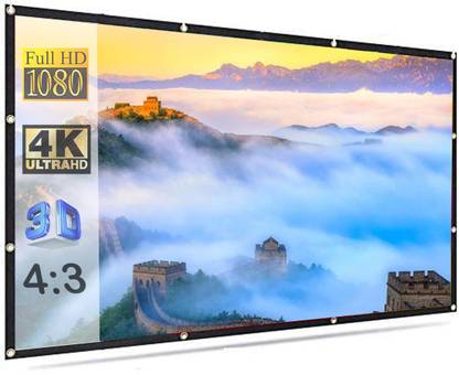 Moiz 150" Inch Projector Screen (Foldable) 10 x 8 Feet 4:3 Ratio 3D UHD Supported Design 113 Projector Screen (Width 305 cm x 244 cm Height)