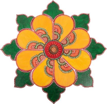 SonChiraiya Yellow & Green Simple Rangoli Stencil Design Rangoli Stencil
