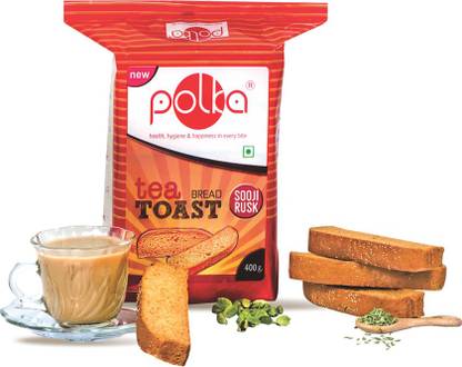 Polka Pack Of 6 , Tea Toast , Sooji Rusk , 400X6 = 2400 Gm Elaichi flavored Sooji Rusk