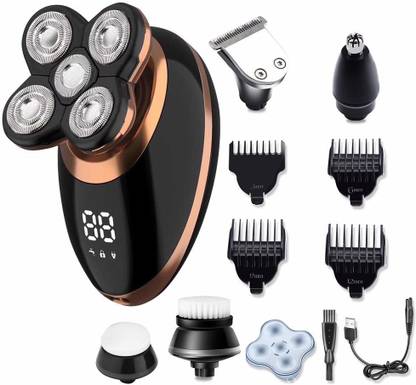 Surker Head Shavers for Bald Men 4d Electric Razor 5 in 1 Nose Beard Trimmer Hair Clipper Shaving Kit Rotary Shaver Cordless USB Rechargeable Facial Grooming Kit Waterproof  Shaver For Men