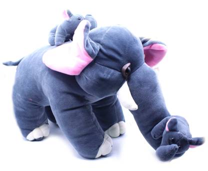 neoinsta shopping Very Beautiful Stuffed Elephant Grey Big With Two Babies Joined With The Mother Elephant  - 300 mm