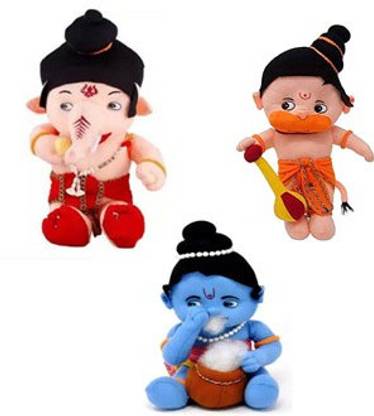 Mahira Trading company Beautiful Soft and Cute of Ganesh ji , Krishan ji and Hanuman ji Stuff Toy Combo for special one .  - 30 cm