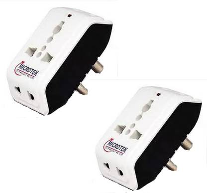 Microtek 3-Pin Multi Plug Adaptor (6A, 240V~), White & Black 3  Socket Extension Boards