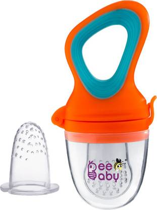 Beebaby Fresh Food & Fruit Silicone Nibbler with Extra Silicone Mesh (Orange) Teether and Feeder