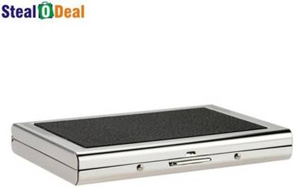 StealODeal Metal Black Leather Piece 6 Card Holder