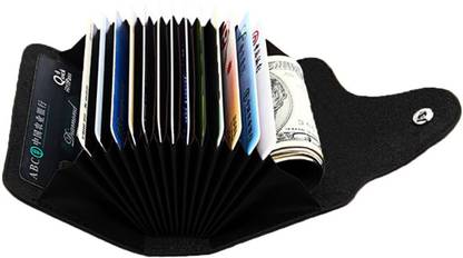 StealODeal Exclusive Black High Quality Leatherite Case Atm/Credit/Debit Unisex Slots 15 Card Holder