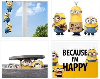 Minions Posters (12 in x 18 in Size)47 Multicolour, Set of 4 Fine Art Print