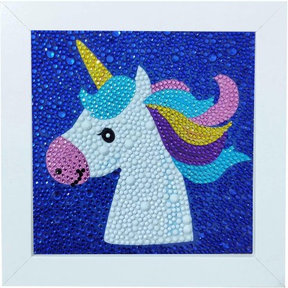 DIY Kids Diamond Painting by Number Kits Arts and Crafts Kits for Children Unicorn, 15x15CM