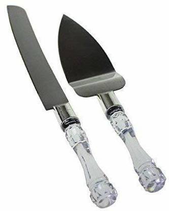 Imaashi Stainless Steel Cake Serving Set - 1 PC Cake Cutting Knife + 1 PC Cake Server Cake Decor with Crystal Handles for Weddings, Birthdays, Cakes, Gifts Set Kitchen Tool Set