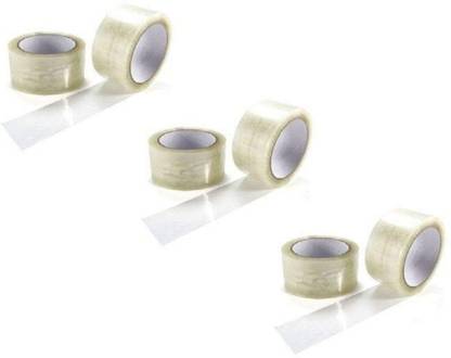 Prince Stationery Cello Tape Handheld Packing Tape Clear 2" inch Width x 90 Length - (Pack of 6) (Manual)