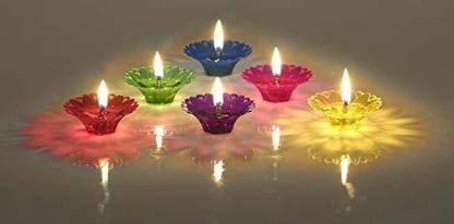 Happy2Buy 3D Reflection Diya | Reusable, Multi Colour for Home Decoration Plastic (Pack of 18) Table Diya Set