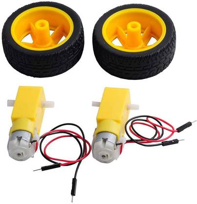 PRIMETRONIX DC BO Motor Dual shaft With Wire And Wheel Smart Car Robot Gear Motor for Arduino Educational Electronic Hobby Kit