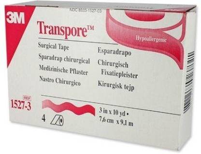 3M 1527-3 Transpore Surgical Tape 3 x 10 yards - Box of 4 Rolls First Aid Tape