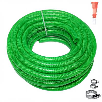 Greenery GR-93 10 Meter(32 feet) Garden & Car Wash Watering Braided 3 Layered Hose Pipe 1/2" inch(Boring Size), Hose Pipe SUITABLE FOR MULTIPURPOSE USE Heavy Duty Hose Pipe with Tap Connector Hose Pipe