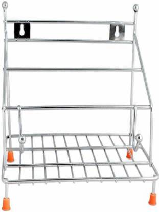 Flipkart SmartBuy Chakla/Belan Kitchen Rack Steel Chakla Belan and Tawa Stand for Kitchen - 100% Rust-Free Stainless Steel Rolling Pin Board Holder Wall Mount Stand 4 in1 Holder