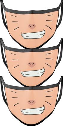 ComicSense Re-Usable Unisex Naruto Uzumaki Anime Printed Free Size Cotton Mask (Pack of 3) Reusable, Washable Cloth Mask