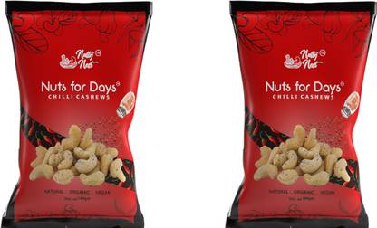 Nutty Nest Nutty Nest_ Nuts for days 100% Natural Premium Quality Chilli Cashews With chilli of pack 2 (2 X100=200Gm) Cashews