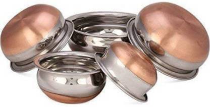Kitcy HANDI COOKWARE 5 PCs. Set COPPER BOTTOM NICE COLLECTION FOR YOUR KITCHEN Kitchen Serving cooking Dinner Table Suitble Stainless Steel Copoper Bottom Handi Handi 3.2 L