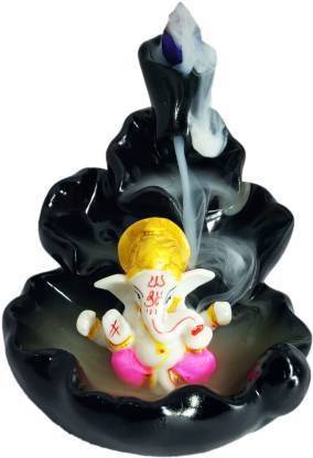 KC PRODUCTS Handicrafted Smoke Ganesha Water Fountain Backflow incense burner with 10 Smoke Backflow Incense Cone in Incense Sticks Polyresin Incense Holder