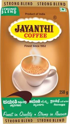 JAYANTHI Strong Blend, Coffee Contains 35% Chicory, fine or Nice Grind, 250g x 4 Filter Coffee