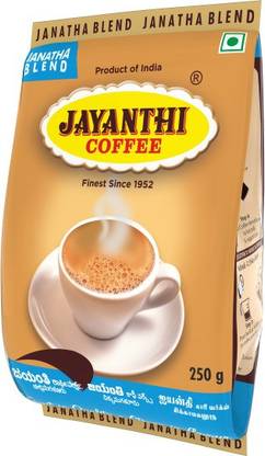 JAYANTHI Janatha Blend, Coffee Contains 30% Chicory, fine or Nice Grind, 250g x 4 Filter Coffee
