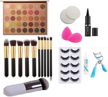 lujo 35B BRONZE GOLD ROSE EYESHADOW+ 10 PROFESSIONAL MAKEUP