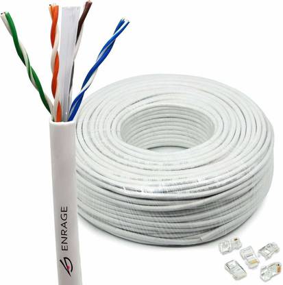ENRAGE Ethernet Cable 100 m 100 Meter CAT6 Cable Ethernet Network LAN UTP Cable 100 Meter Bulk Bundle | CCA Copper Clad Aluminum - Grey
