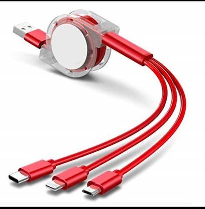 blue seed Micro USB Cable 1.5 m BBD-3 in 1 Retractable USB Charging Cable Compatible for Android & Type-C Devices Including