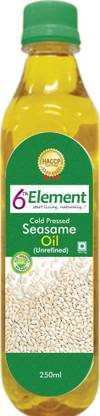 6th element Sesame Oil Cold Pressed |Til Ka Tel |Cold Pressed Sesame Oil - The Ideal Massage Oil ( 250 ml ) Sesame Oil Plastic Bottle