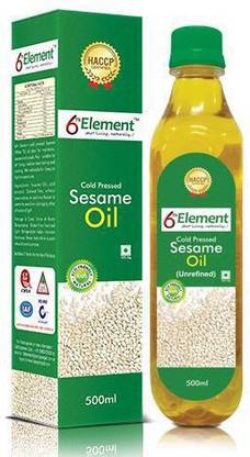 6th element Sesame Oil Cold Pressed |Til Ka Tel |Cold Pressed Sesame Oil - The Ideal Massage Oil ( 500 ml ) Sesame Oil Plastic Bottle