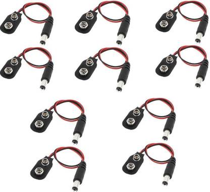 EPICTAC 9V Battery Clip snapper with 2.1x5.5mm Male DC Power Plug Center-Positive DC Jack for Arduino UNO R3, Mega 2560, MB102 Power Supply ?Pack of 10 Educational Electronic Hobby Kit