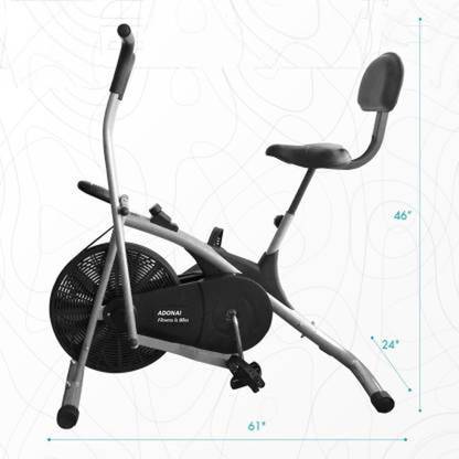 Adonai Upright Air Bike with Back Support Moving/Fix Arms for Cardio Full Body Workout Upright Stationary Exercise Bike