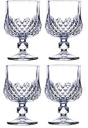 snowworld (Pack of 4) Crystal Wine Glasses, Elegant Brandy Glass, 210 ml Beer Whisky Red Wine Glasses Set, Crystal Clear Glass(pack of 4) (210 ml) Glass Set Wine Glass