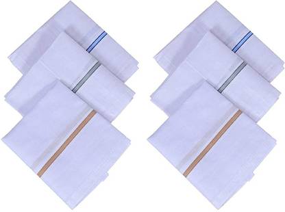 NIFTER en's Luxury 100% Pure Cotton Handkerchief White Base with Colored Border ["White"] Handkerchief