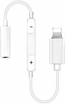 Raw extracts White RE Lightning to Headphone Jack Adaptor to 3.5mm Converter Earphone Adaptor Audio Jack & Charging Point with Line Control for Cable Splitter [Supports Music Play & Calling with All iOS] 0.12 m Lightning Cable Phone Converter