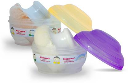 Morisons Baby Dreams Premium Powder Puff - Peach & Purple (Pack of 2)