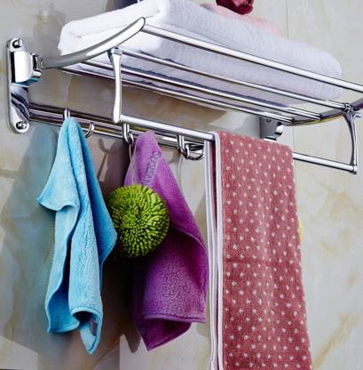 iSTAR Latest Silver Antique 24 Inch Aluminum Folding Towel Rack Bathroom/Folding Towel Silver Towel Holder