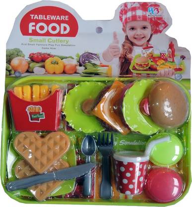Authfort Children Simulation Food Hamburger Hotdog Tableware Toy Set Pretend Play Miniature Food Toys Kids Education Toy Gift