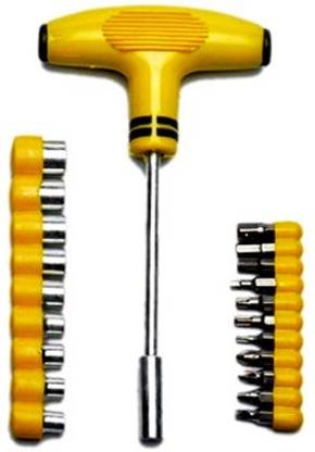 DRONA 24pcs T shape screwdriver set Batch Head Ratchet Pawl Socket Spanner hand tools Socket Set