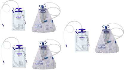 Agarwals Urine Collection Uro Bag 2000 ML with Urine Collecting Measured Volume Urometer (250ML) - Clear (Set of 6) Urine Bag