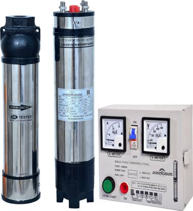Jaisinghani Submersible Water Pump 1HP Motor 15 Stage V-4 80 to 300 Feet Head Heavy Duty Pump with Control Panel Submersible Water Pump