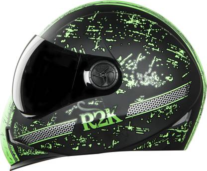 Steelbird SBH-1 Adonis R2K in Glossy Black Green Smoke Visor Motorbike Helmet  (Glossy Black Green Smoke Visor)